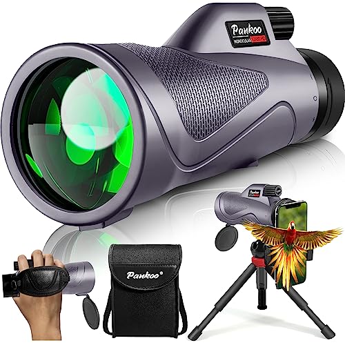 40X60 Monocular Telescope, High Power Monocular for Adults with Phone Adapter& Tripod& Hand Strap, Low Night Vision Monocular