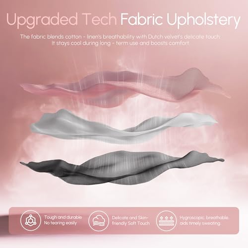 Dowinx Fabric Gaming Chair with Pocket Spring Cushion,Breathable Computer Chair with Massage Lumbar Support and Footrest