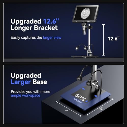 TOMLOV DM9 Max Digital Microscope: 20MP 10.1" 1500X HD IPS HDMI Coin Microscope Magnifier for Error Coins with Screen