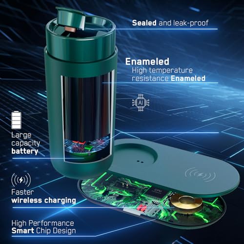 OTKAX Temperature Control Heated Coffee Mug Smart Self Heating Travel Mug 12 Oz App Controlled Warmer Mug 5 Hour LED Display Keep Coffee Hot All Day