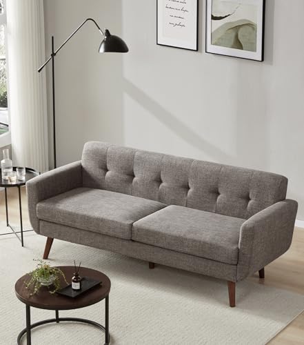 Tbfit L Shaped Couch Sofa, 80" W Mid-Century Modern Sectional Couches, 3 Seater Sofas with Wide Chaise Lounge & Two Pillows