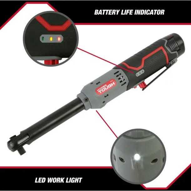 Hyper Tough 12V Max* 3/8-in Lithium-Ion Cordless Extended Reach Ratchet with 1.5Ah Battery and Charger 99323