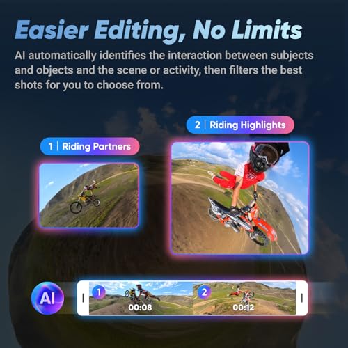 Insta360 X4 Motorcycle Bundle- 8K Waterproof 360 Action Camera, 4K Wide-Angle Video, Invisible Selfie Stick, Removable Lens Guards