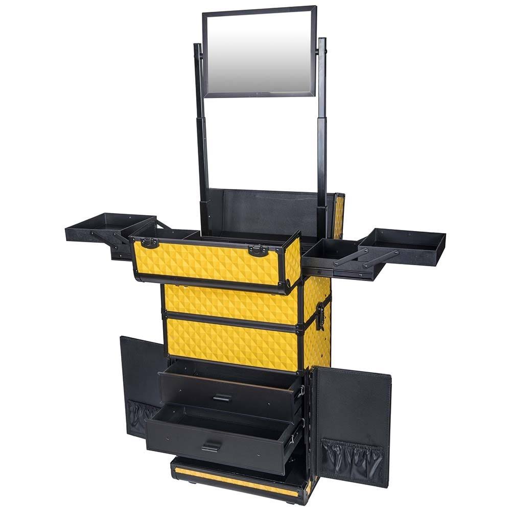 Shany Rebel Series Pro Makeup Artists Rolling Train Trolley Case, Spring Cheetah