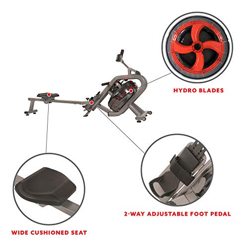 Sunny Health & Fitness Elite Water Rowing Machine with High Dynamic Resistance Vertical Tank