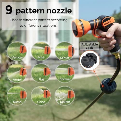 Giraffe Tools AW30 1/2MB Retractable Garden Hose Reel 1/2" x 100 ft PRO Metal Bracket, Heavy Duty, Any Length Lock Hose Reel, 100 ft, Dark Grey