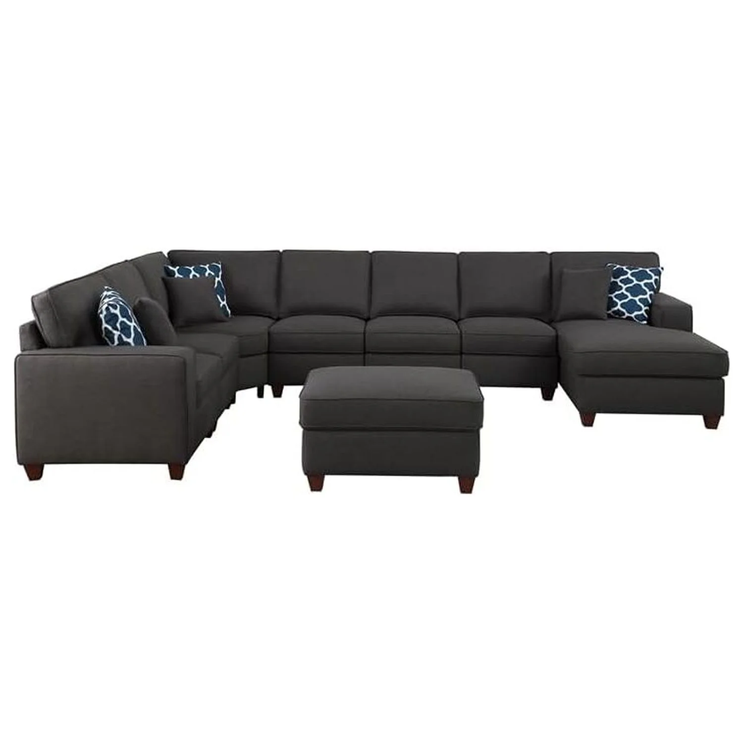 HomeStock Handcrafted Haven 8-Piece Upholstered Modern Fabric Sectional In Dark Gray