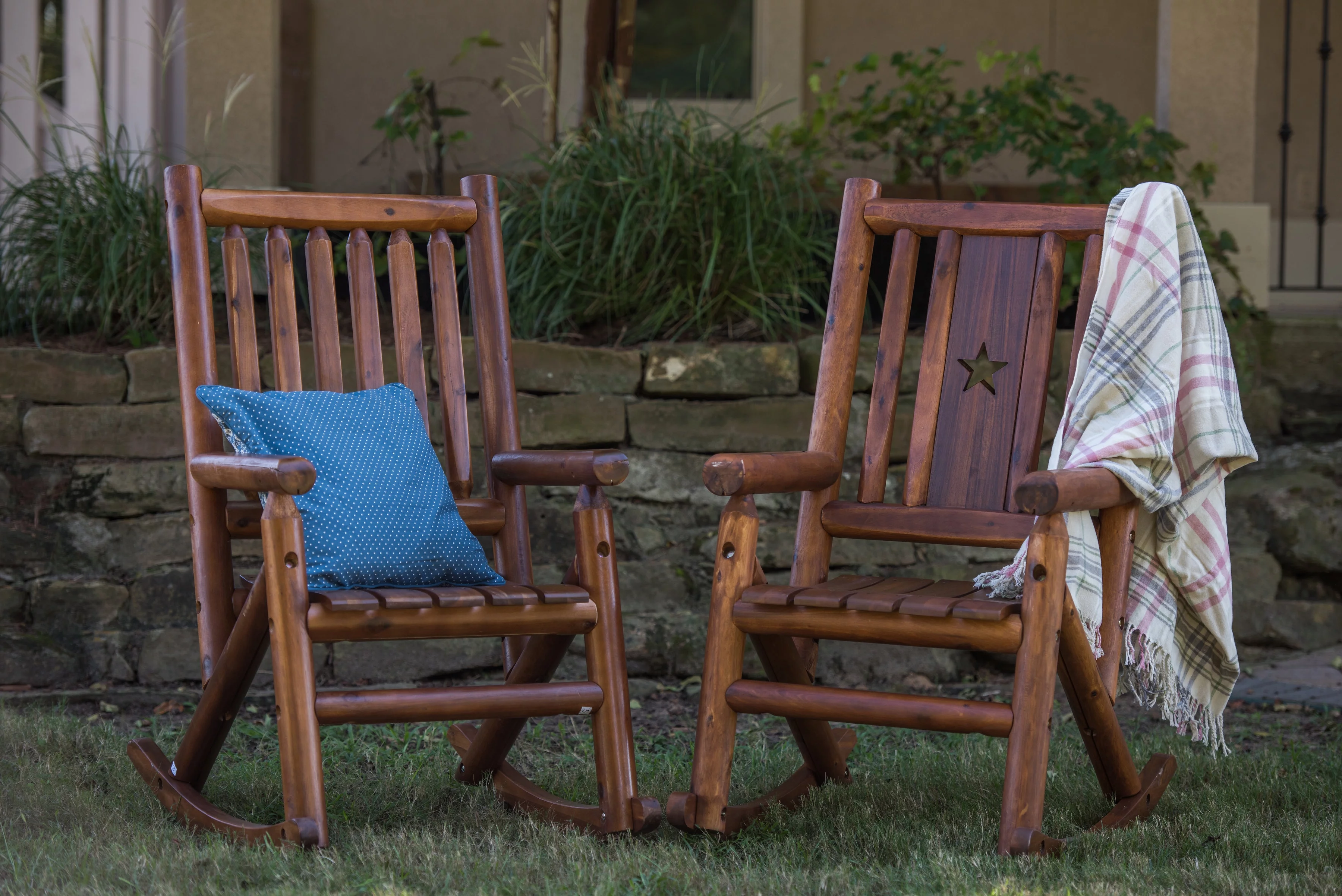 Leigh Country Amber-Log Adult Wood Outdoor Rocker - Brown