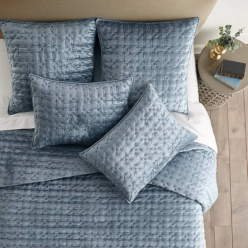 Margot Slubby Velvet Quilt Spa Full/Queen - Ballard Designs