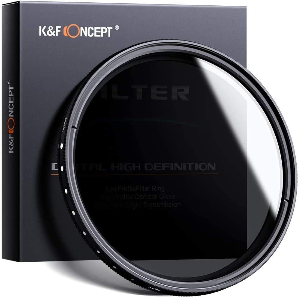 K&F Concept 37mm ND Filter Variable Fader NDX Neutral Density Adjustable ND2 to ND400 Lens Filter Kit + Cleaning Cloth for Cameras Lens