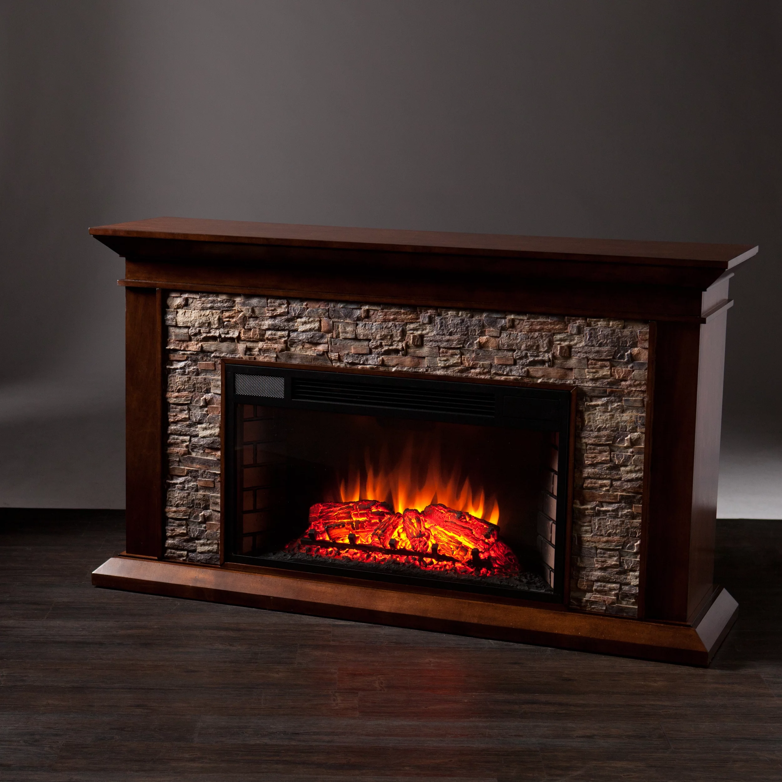 SEI Furniture Canyon Heights Simulated Stone Electric Fireplace 60 x 35.5 Freestanding Indoor Electric Fireplaces