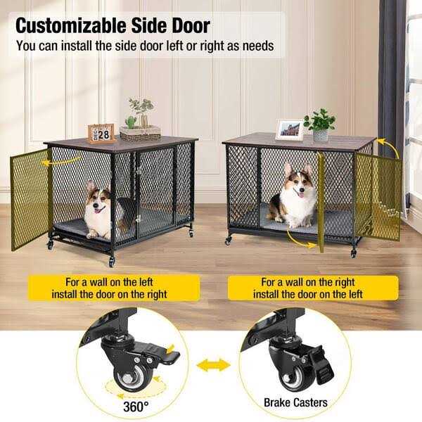 Aivituvin Dog Crate Furniture Side End Table with Tray AIR79 - Pet Supplies online store
