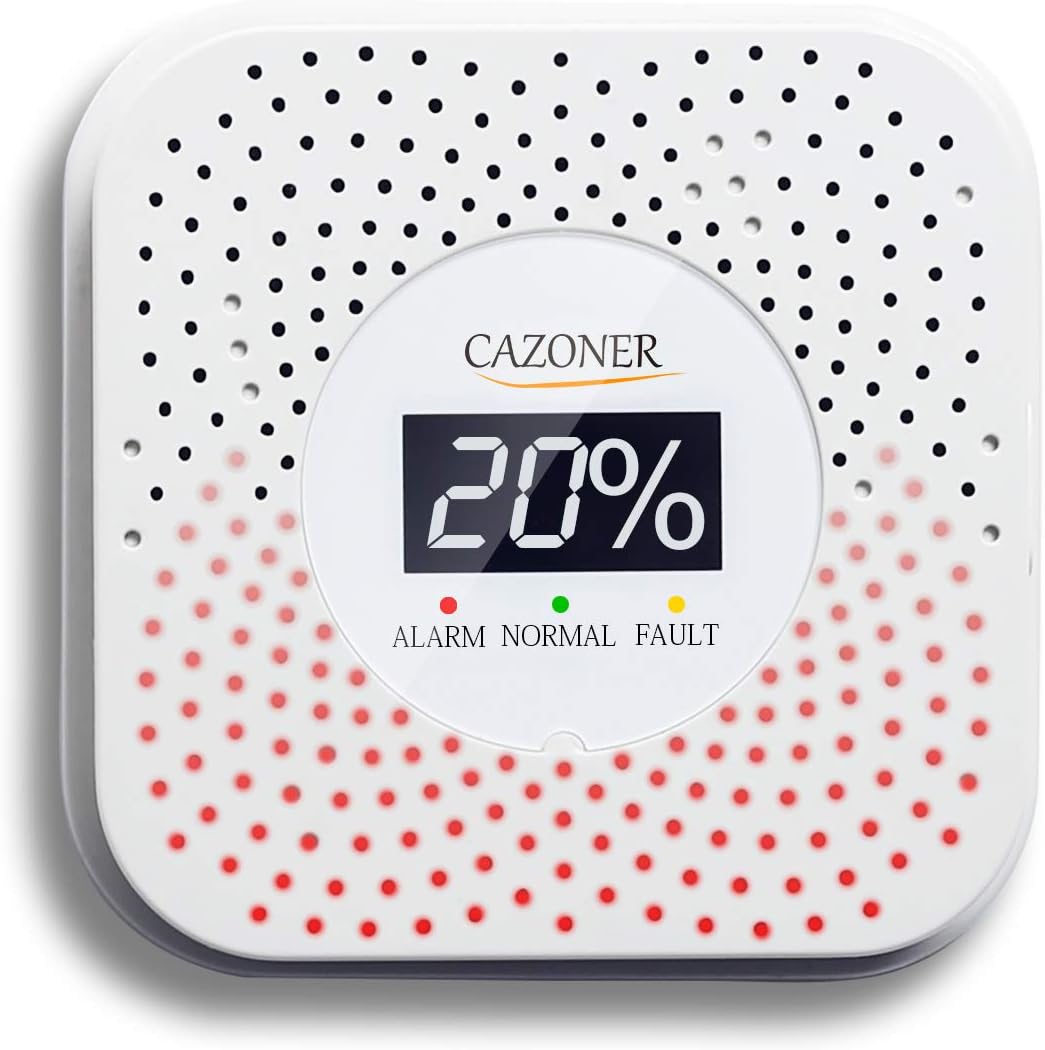 Cazoner Natural Gas Detector and Propane Alarm, Methane, Butane, LPG, LNG, Home Gas Alarm for Kitchen, Camper, or RV