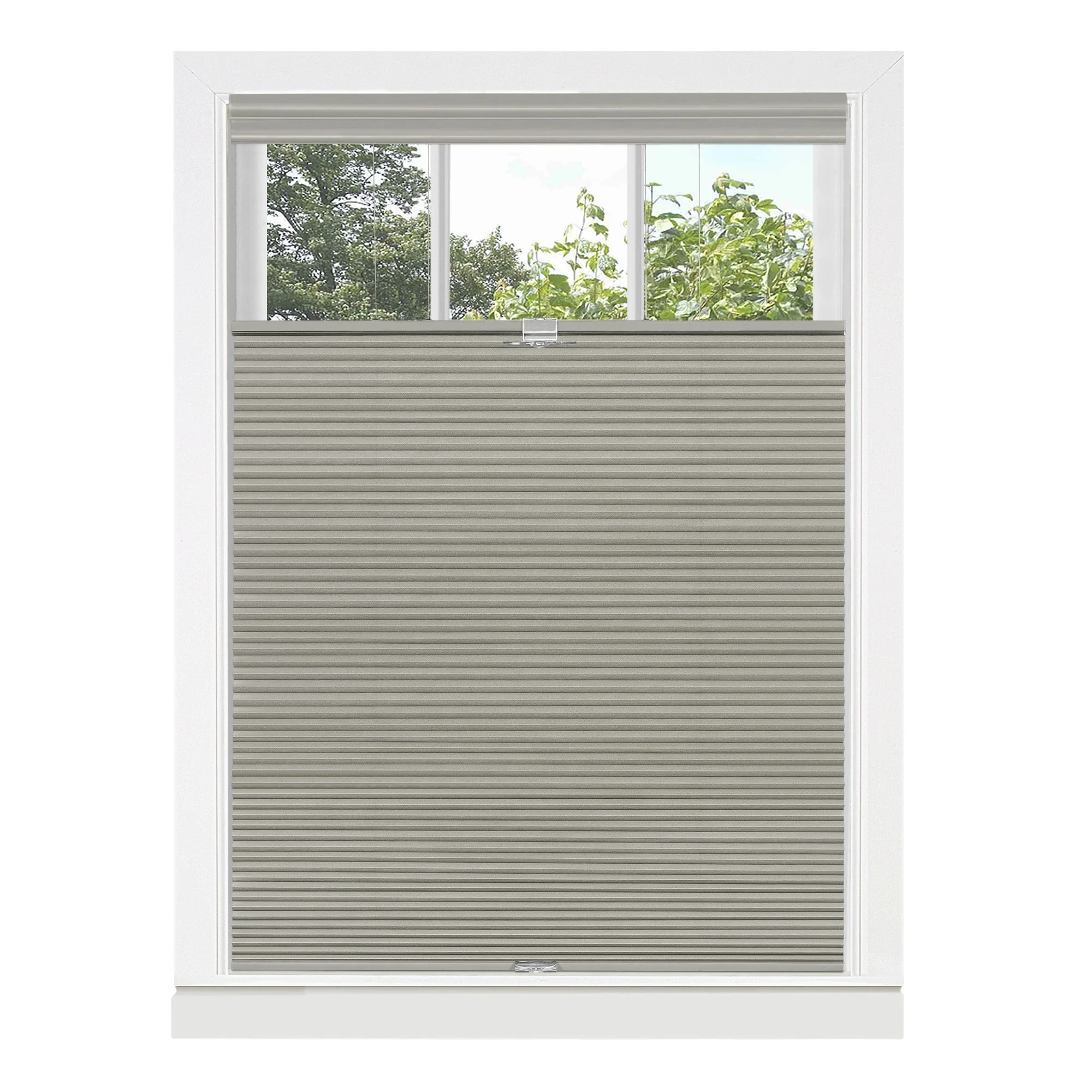 Simple Elegance by Ben&Jonah Top Down-Bottom Up Cordless Honeycomb Cellular Shade 23"L x 64"W Dove Grey
