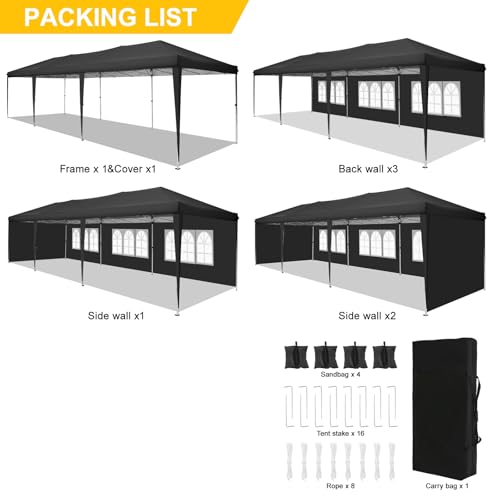 COBIZI Canopy 10x20 Pop Up Canopy Tent with 6 Sidewalls Party Tents for Parties Weddings Backyard Waterproof Canopy Outdoor Commercial Canopy Event