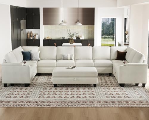Belffin Modular Sectional Sofa Couch with Storage U Shape Convertible Corner Couches for Living Room Dark Grey Couch