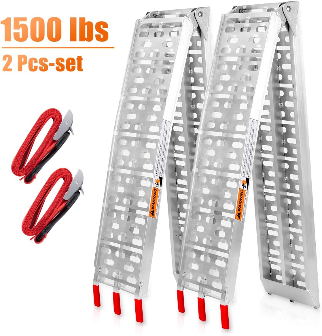 VENDAV ATV Ramps for Pickup Trucks 7.5 FT Aluminum Portable Ramps 1500 Lbs Capacity,2PC.
