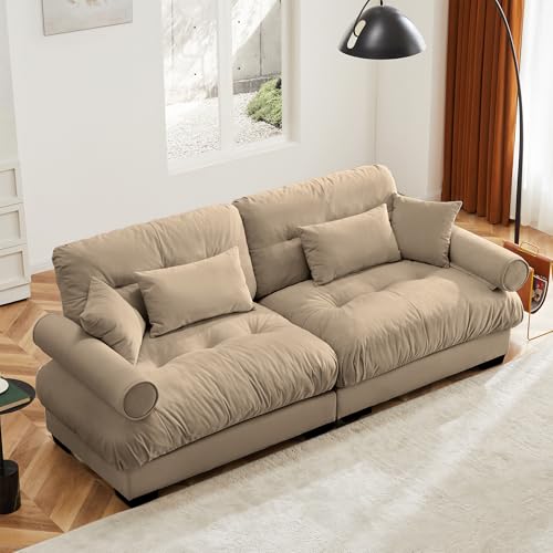 130" Modular Sectional Sofa,Velvet Upholstered Couches for Living Room,3 Seater Green Sofa Couch with Movable Ottoman