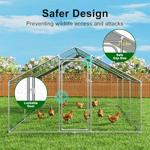 Large Metal Chicken Coop with Waterproof and UV-Resistant Cover