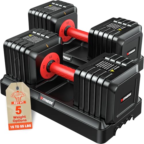 Adjustable Dumbbells Set of 2, 1-Sec Adjustable Weights Dumbbells Set, 5 in 1 Free Dumbbell with Anti-Slip Texture Handle
