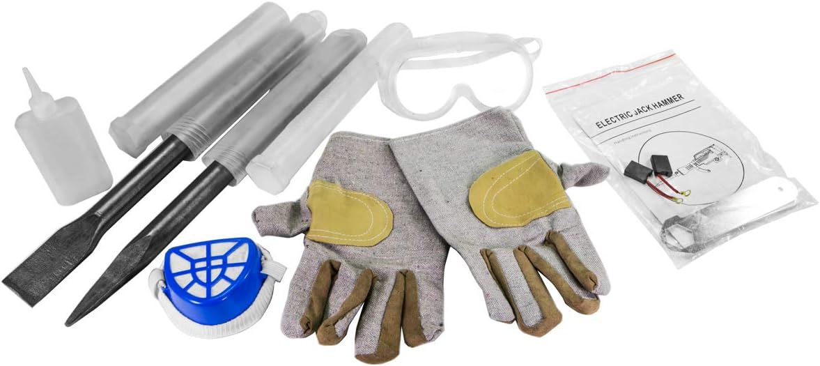 XtremepowerUS 3600W Heavy Duty Electric Demolition Jack Hammer Concrete Breaker (2) Chisel & Point Chisel Bit Hand Gloves w/Case