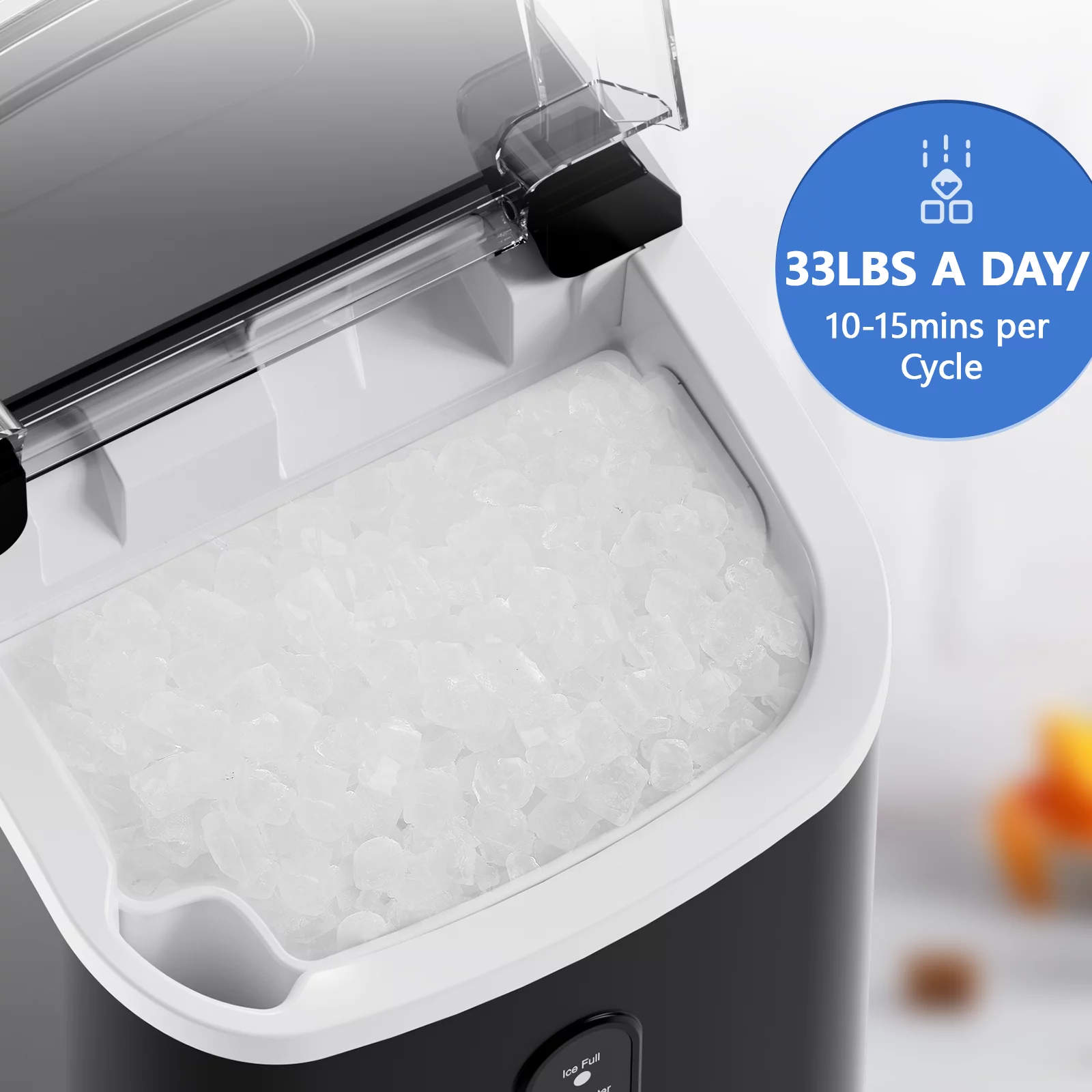 COWSAR 33lbs Countertop Nugget Ice Maker, Potable with Scoop,聽Soft Nugget Ice Ready in 10mins, Red