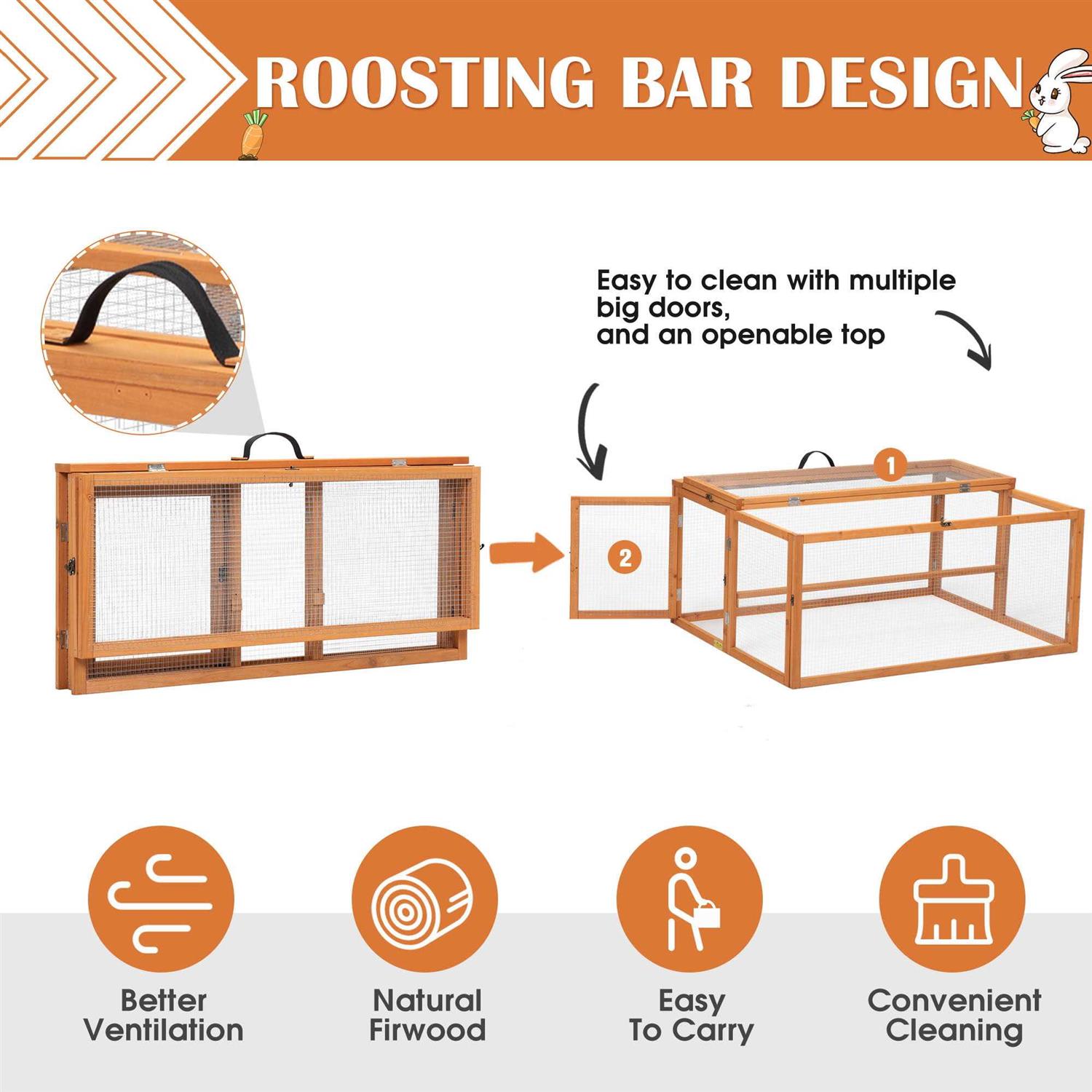Coziwow Chicken Coop &amp; Roosting Bar Small Pet Hutch - Pet Supplies online store