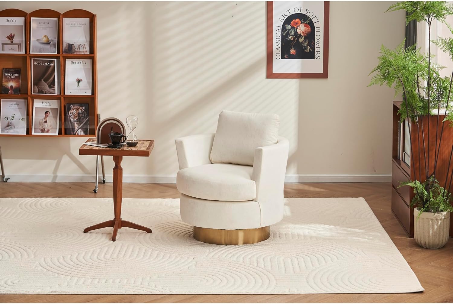 Velvet Swivel Barrel Chair, Swivel Accent Chairs Armchair for Living Room, Reading Chairs for Bedroom Comfy