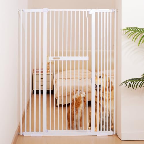 55.1" Extra Tall Pet Gate, 29.9-44.4" Wide Dog Gates for Doorways & Stairs, Metal Auto Close Cat Gate, Pressure Mounted Dog Gate