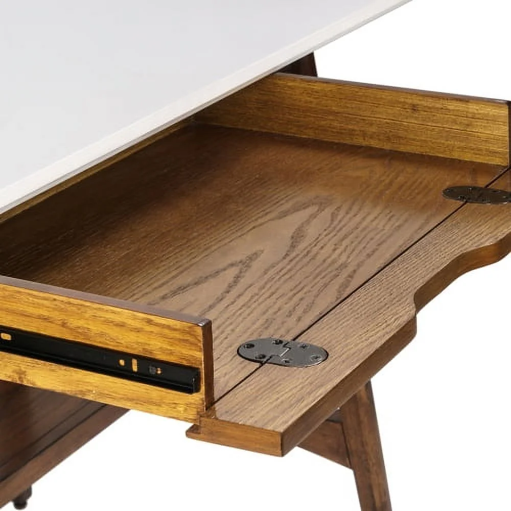 Parker Desk Wood - Off White + Pecan
