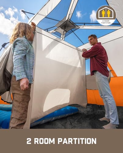 FanttikOutdoor Camping Tent 4/6/8/10 Person Instant Cabin Tent Setup in 60 Seconds with Rainfly & Windproof Portable with Carry Bag for Family