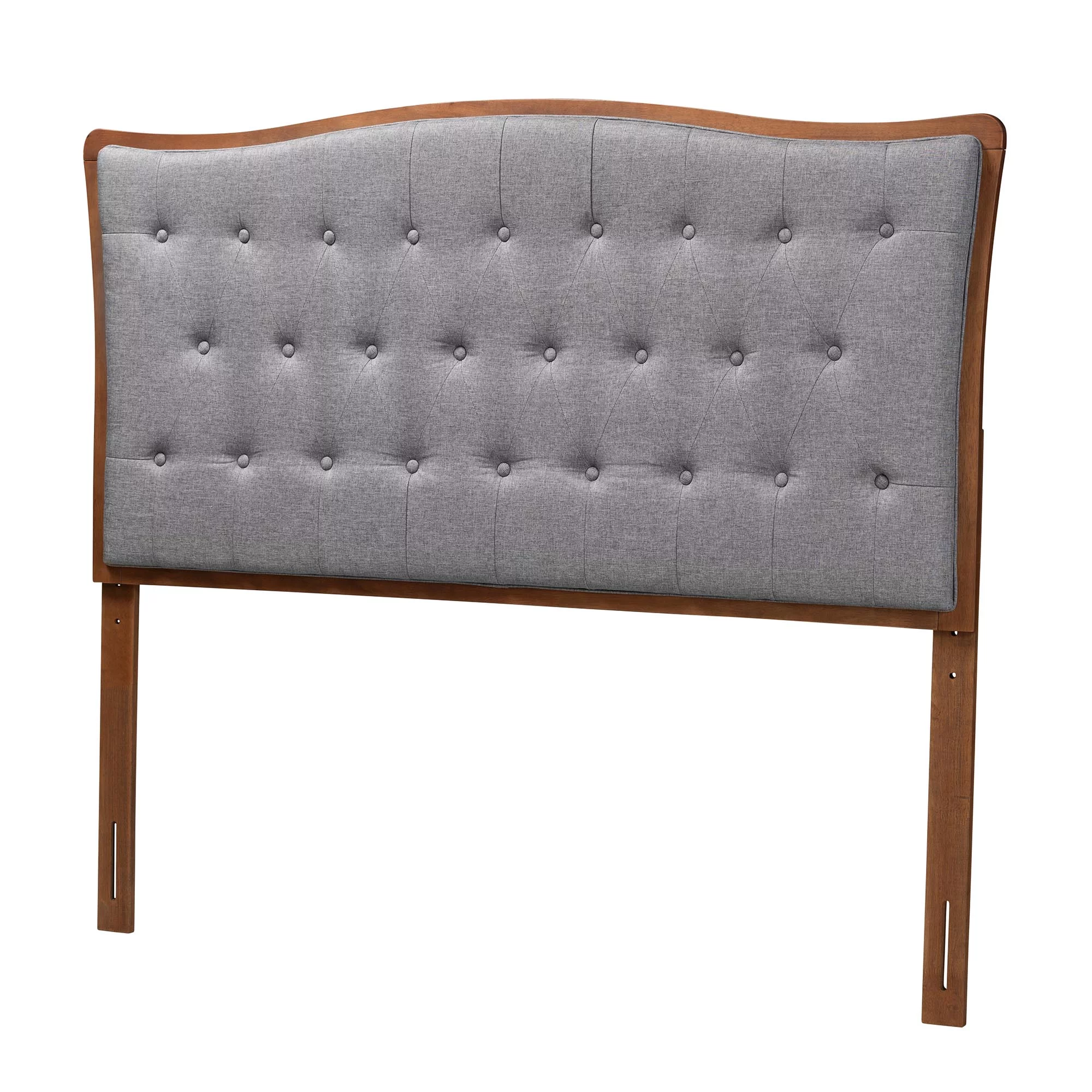 Baxton Studio Nikita Classic and Traditional Grey Fabric and Walnut Brown Finished Wood King Size Headboard