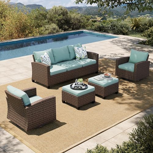 HERA'S HOUSE Patio Furniture Set with 56" Fire Pit Table, Outdoor Patio Conversation Sets