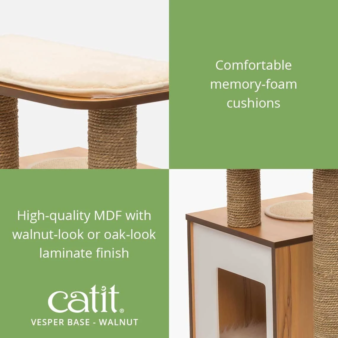 Vesper Cat Furniture, Base, Walnut