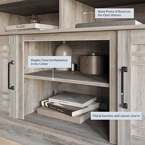 BELLEZE Modern 48" Farmhouse Wood TV Stand & Media Entertainment Center Console Table for TVs up to 50 Inch with Open Storage Shelves & Cabinets