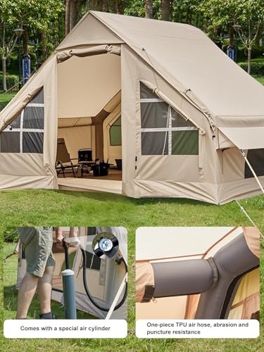 Inflatable Camping Tent, 2/4/6/8 Person Glamping Inflatable Tents for Camping