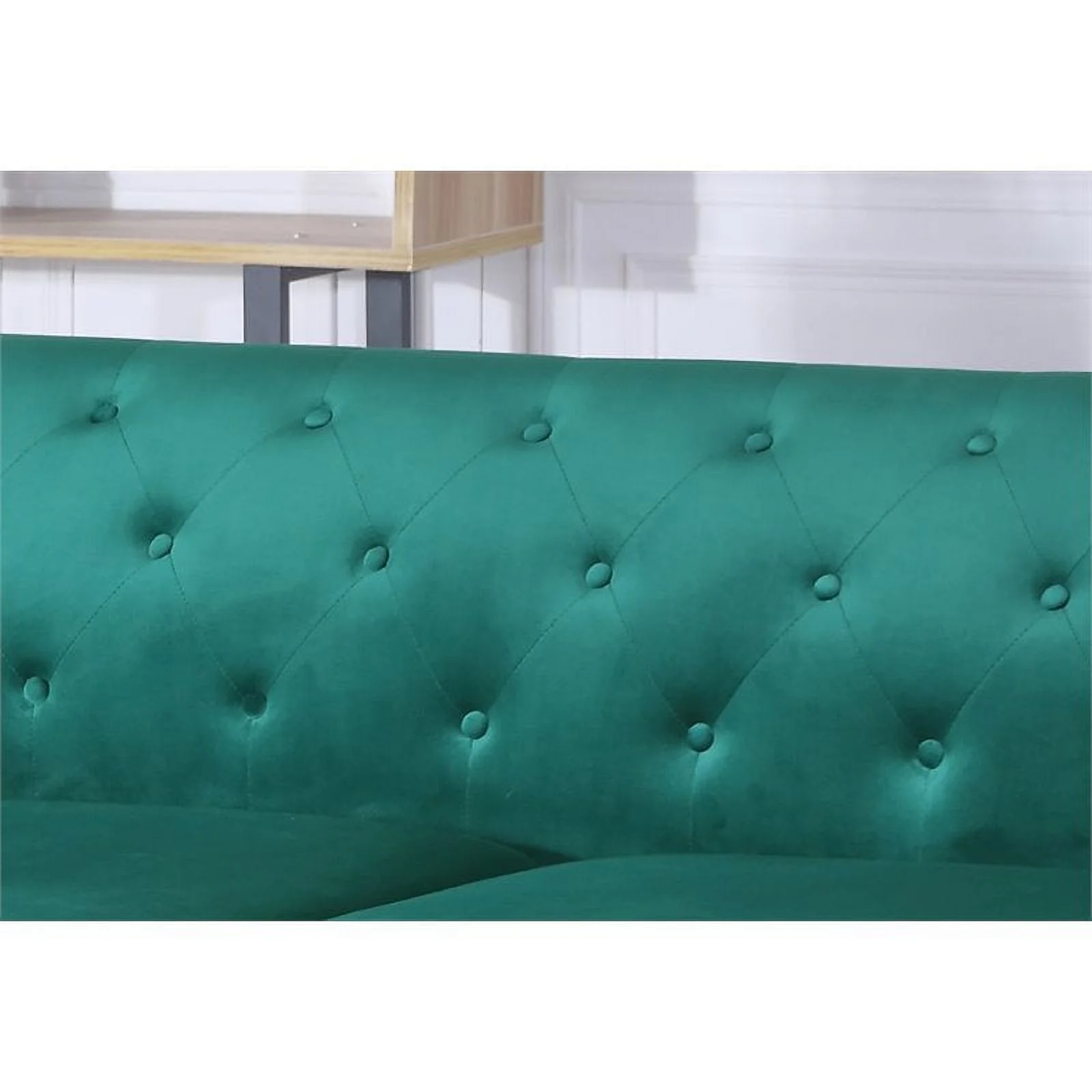 Home Square 2-Piece Set with Velvet Sofa Chaise and Loveseat in Green