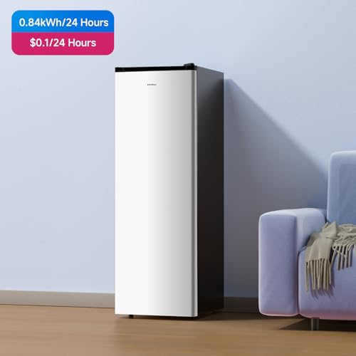 BANGSON Upright Freezer,7.0 Cu.ft Stand Up Freezer,Convertible Upright Freezer/Refrigerator,Single Door for Kitchen,Office,Apartment,White