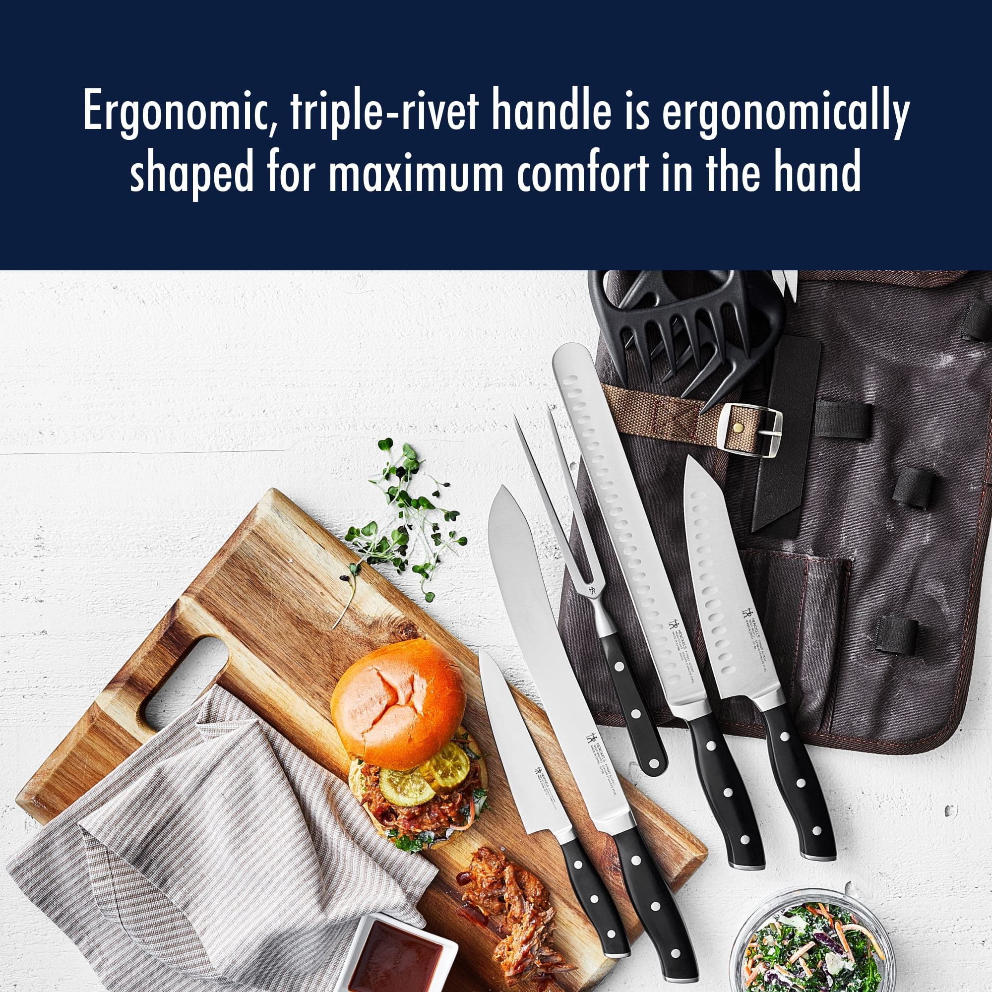 Henckels  Stainless Steel Chefs Knife Set, Satin Brown - 9 Piece