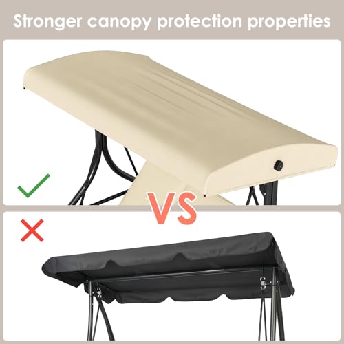 TLSUNNY 3-Seat Outdoor Patio Porch Swing with Adjustable Canopy & Backrest, Convertible Glider Bed with Stand, Removable Seat Cushion
