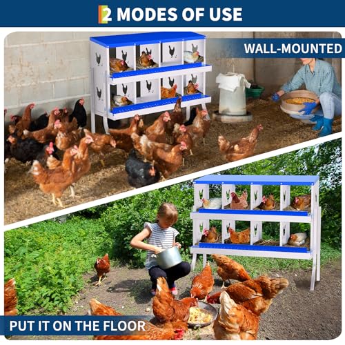 Garvee Chicken Nesting Box with Removable Tray, 8 Compartment Nesting Boxes for Chickens, Easy to Clean and Install