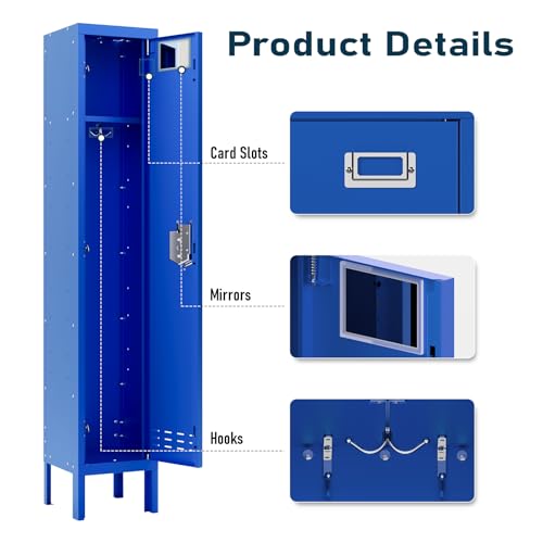 Metal Locker with 5 Doors,Lockers for Employees,66'' Steel Storage Locker for School,Gym, Office, Office,Garage