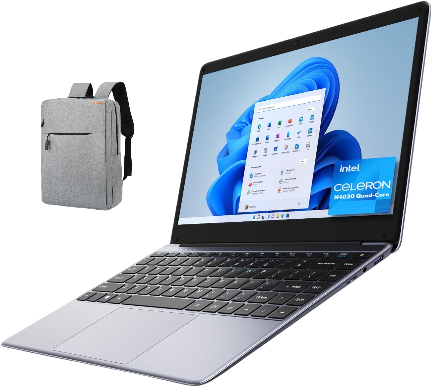 CHUWI HeroBook Pro 14.1'' Laptop with Travel Laptop Backpack, 256GB SSD 8GB RAM, Windows 11 Laptop, 1TB SSD Expand, Intel Celeron N4020(up to 2.8GHz)