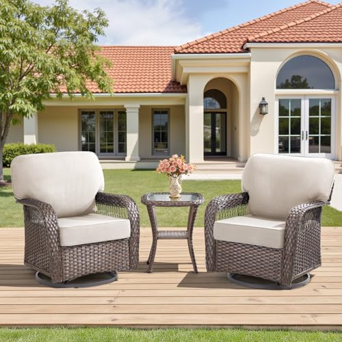 7 Pieces Outdoor Furniture Set with Swivel Chairs