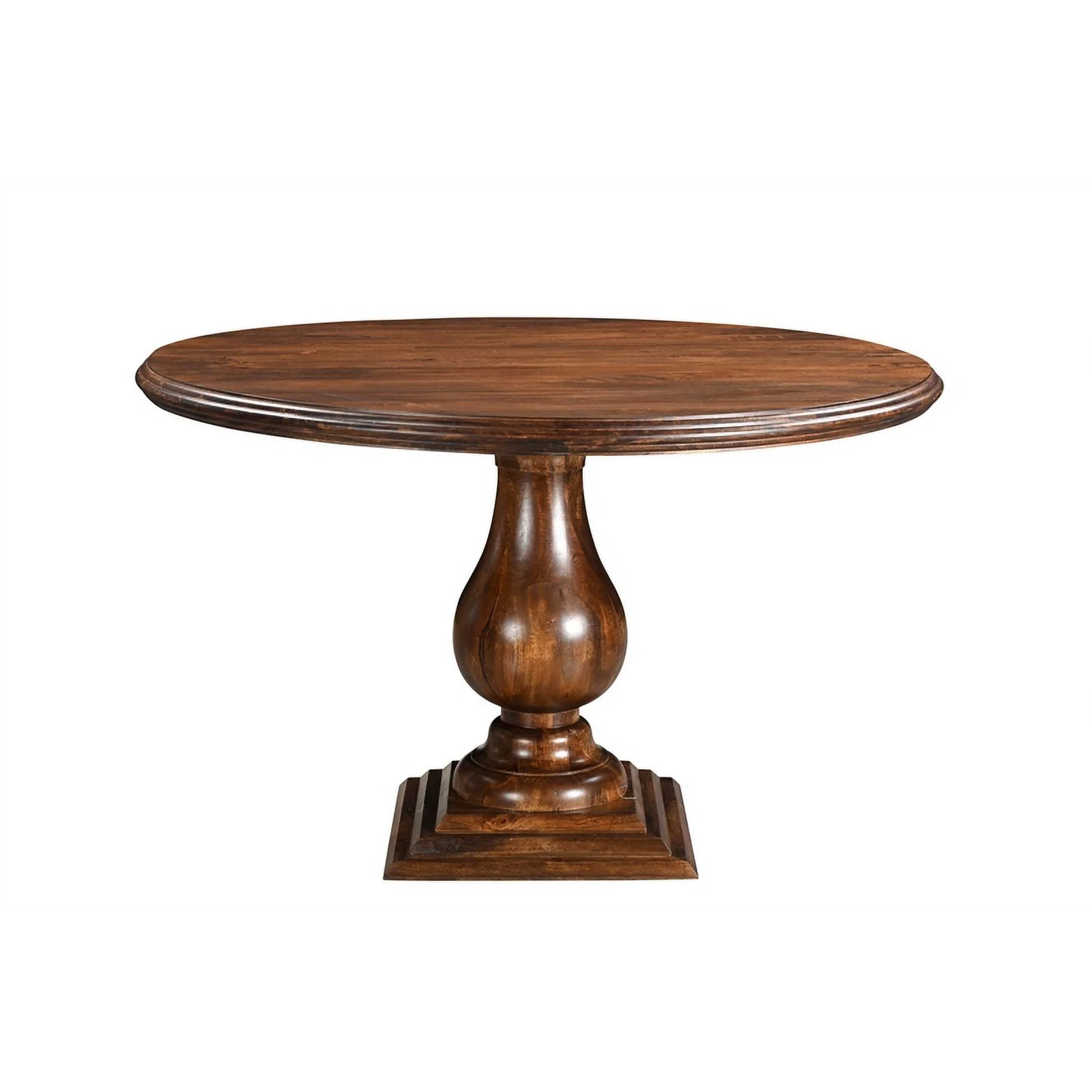 Taran Designs Lawrence 48" Round Solid Wood Pedestal Dining Table in Dark Brown