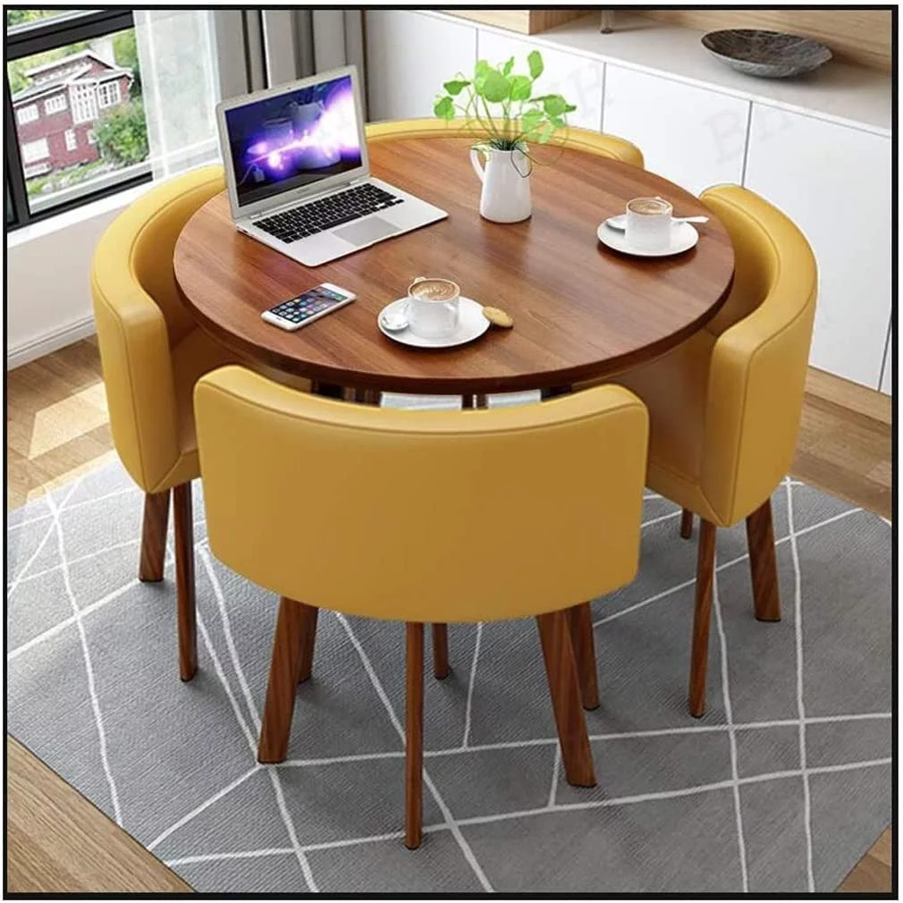 fashionable Dining Room Dining Table Set Space-Saving Negotiation Table and Chair Combination Kitchen Small Furniture Sets Hotel Office Seat Metal