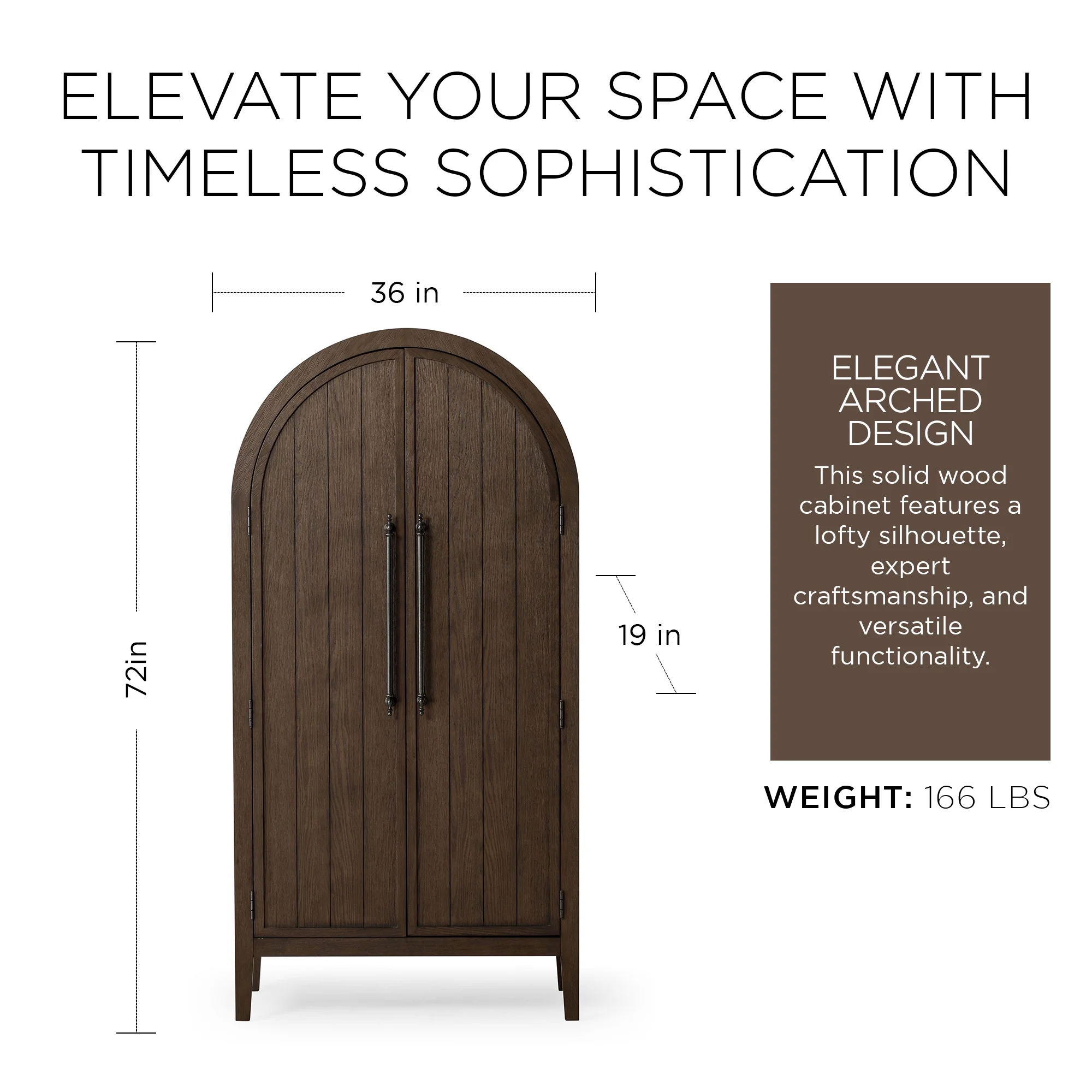Maven Lane Selene Classical Wooden Cabinet in Antiqued Brown Finish