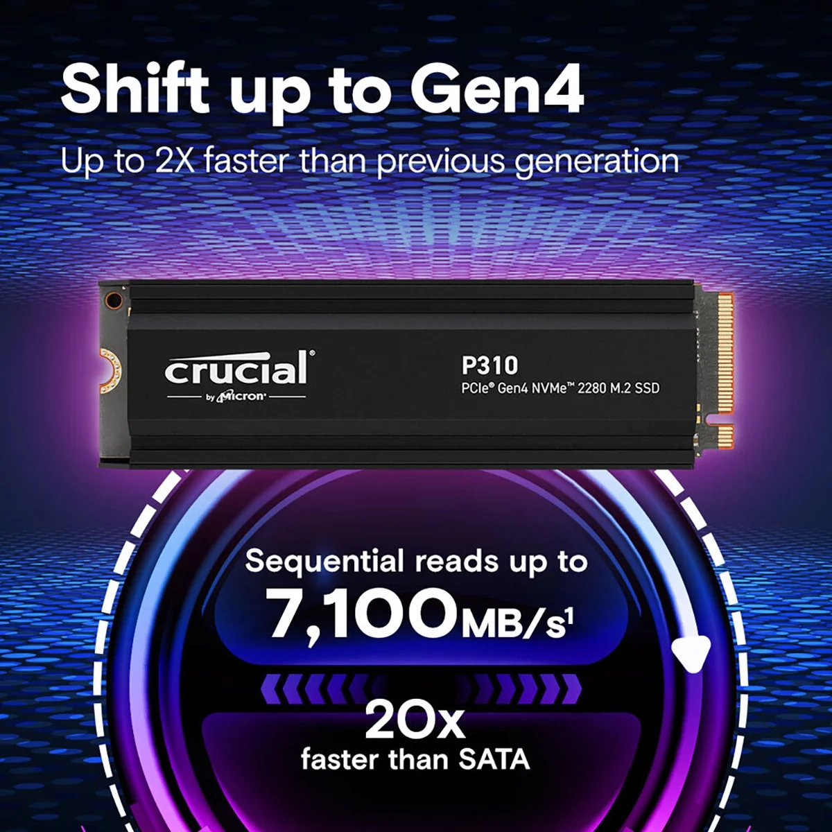 Micron CT4000P310SSD8 Crucial 4TB P310 NV Me PCIe 4.0 M.2 Gen4 Internal SSD