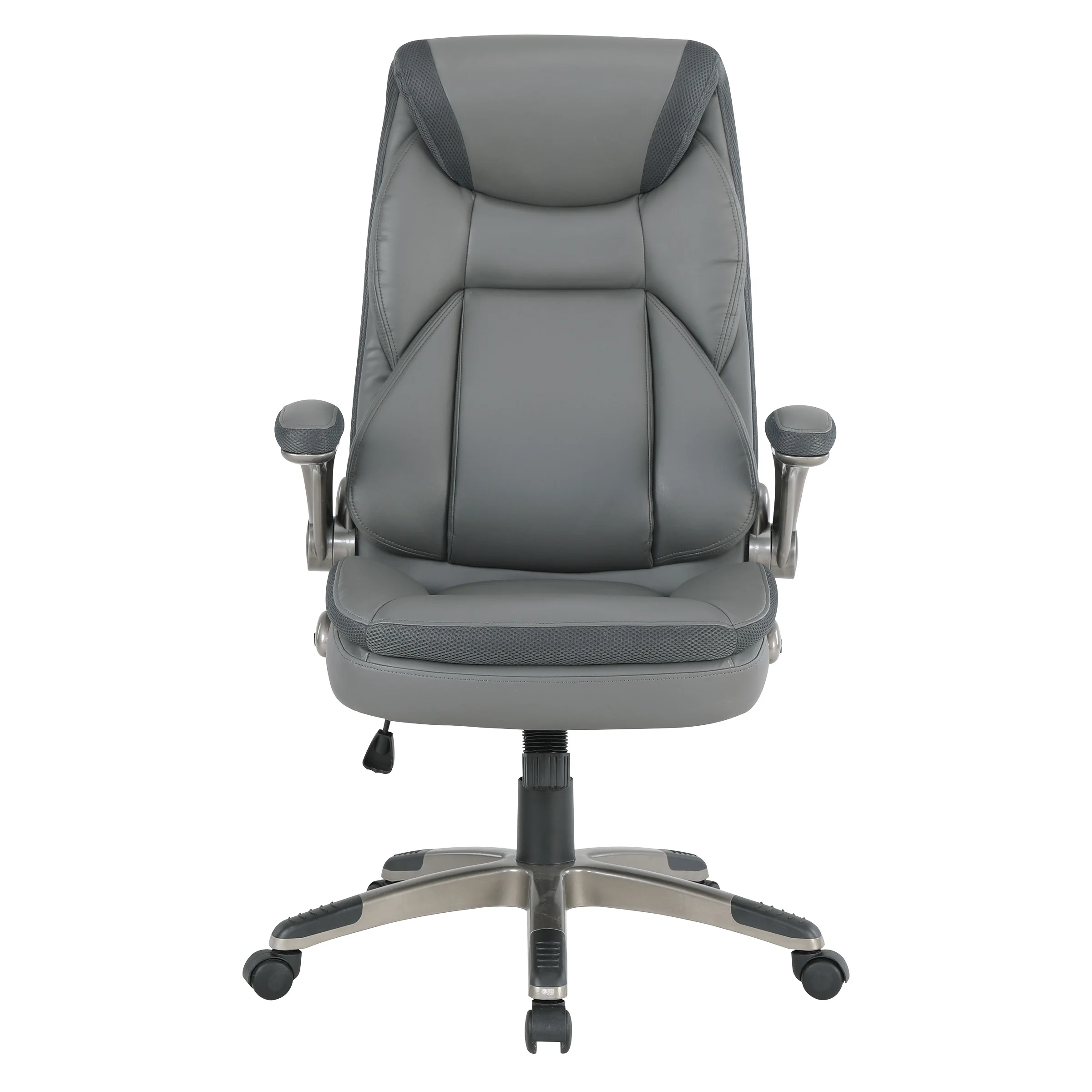 Executive Charcoal Bonded Leather Chair with Titanium Coated Nylon Base