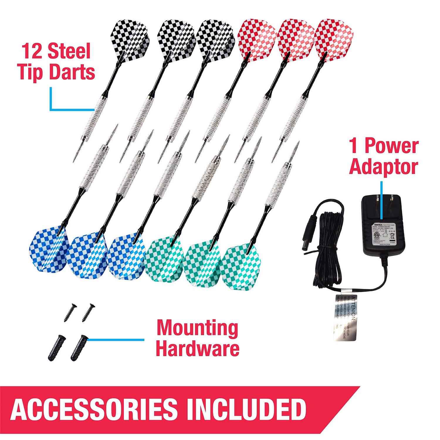 MD Sports Bristlesmart Electronic Dartboard Cabinet Set with Steel Tip Darts - Sports Supplies Online Store